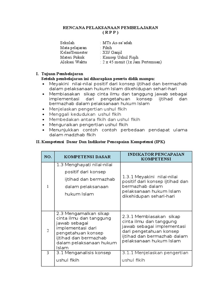 Ana Rpp Ma Xii Fiqih Ke 1 Pdf