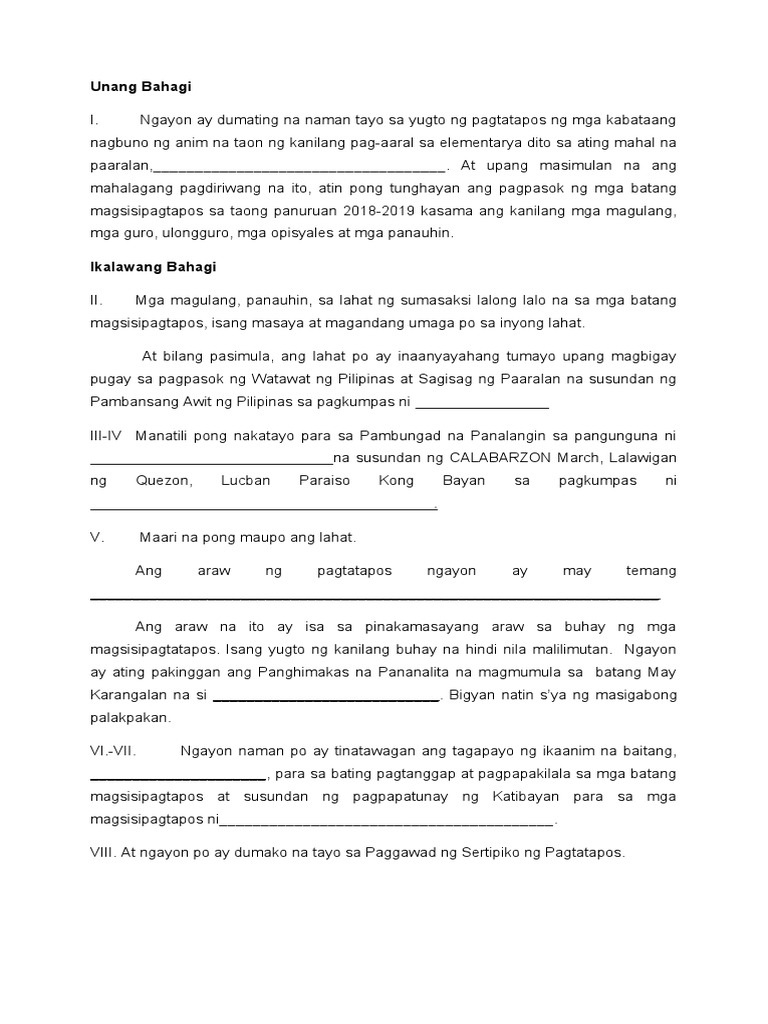 Iskrip Para Sa Araw Ng Pagtatapos Pdf