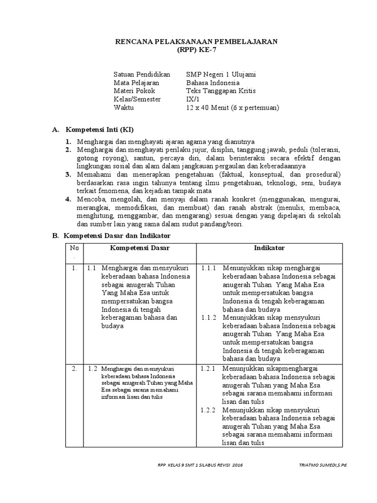 Teks Tanggapan Kritis Kd 3 8 Dan 4 8 Docx