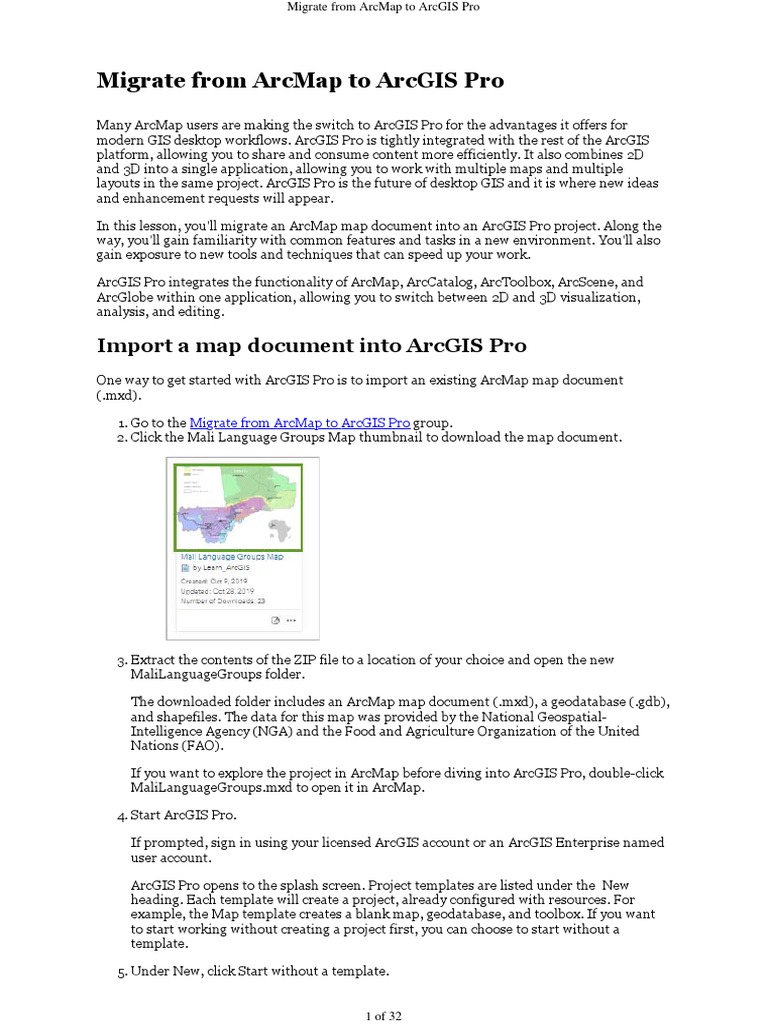 Migrating from ArcMap to ArcGIS Pro Guide | PDF | Arc Gis | Application ...