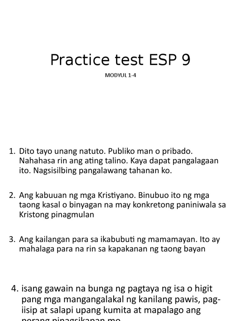 Practice Test Esp 9