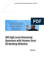 200 High Level Reasoning Questions with Answer from All Banking Websites