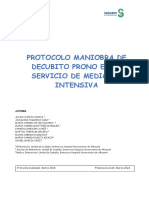 'Protocolo de Maniobra de decúbito prono en el servicio de Medicina Intensiva’ del Hospital de Albacete