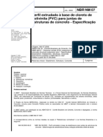 NBR NM 00007 - Perfil Extrudado À Base de Cloreto de Polivinila (PVC) para Juntas de Estruturas de Concreto - Especificação