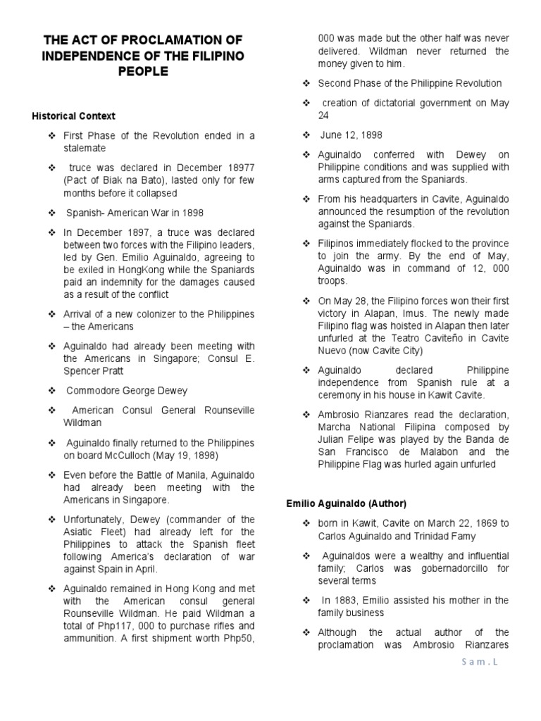 THE ACT OF PROCLAMATION OF INDEPENDENCE OF THE FILIPINO PEOPLE