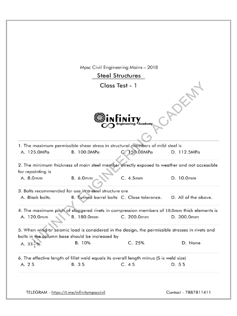 Steel Structure Question Papers PDF | PDF