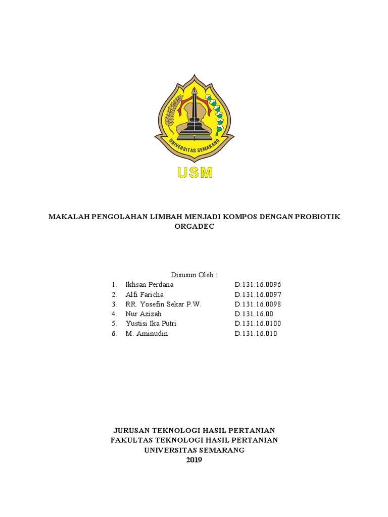 Makalah Pengolahan Limbah Menjadi Kompos Dengan Probiotik Orgadec | PDF