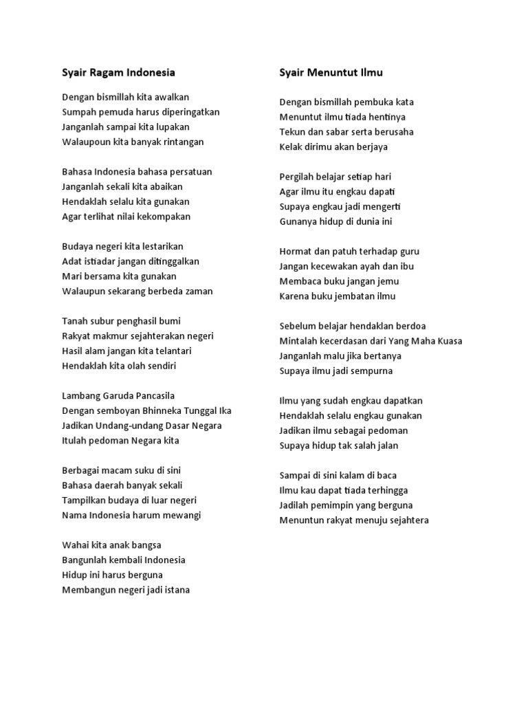 Syair Ragam Indonesia | PDF