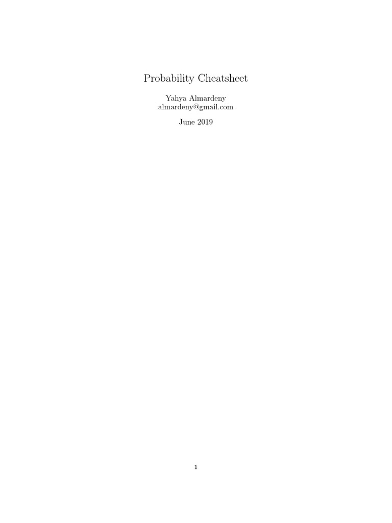 Probability Cheatsheet | PDF | Probability Distribution | Probability