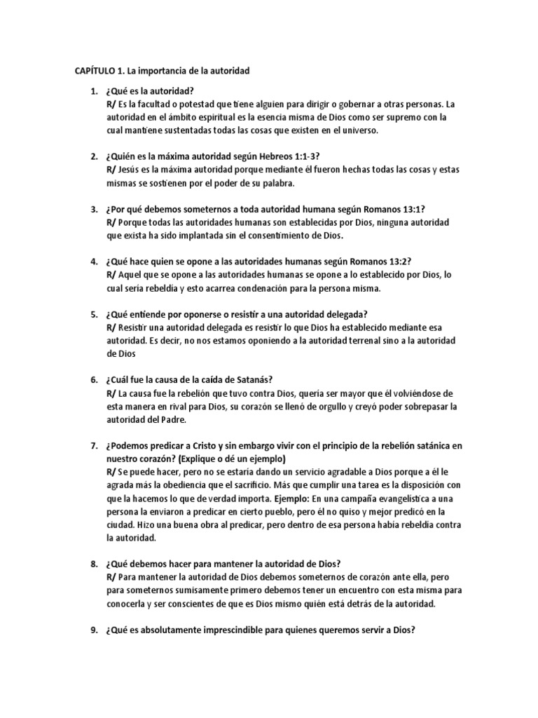 Capitulo 1 Autoridad Espiritual Pdf Obediencia Comportamiento