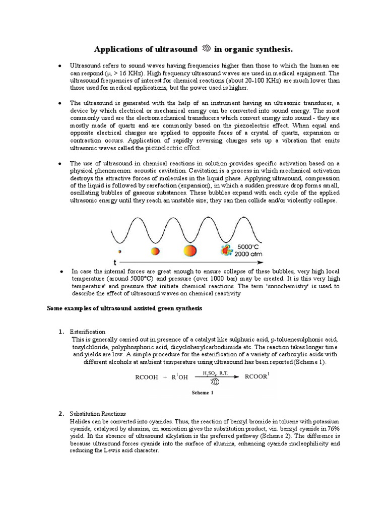 Ultrasound Applications in Organic Synthesis | PDF | Ultrasound ...