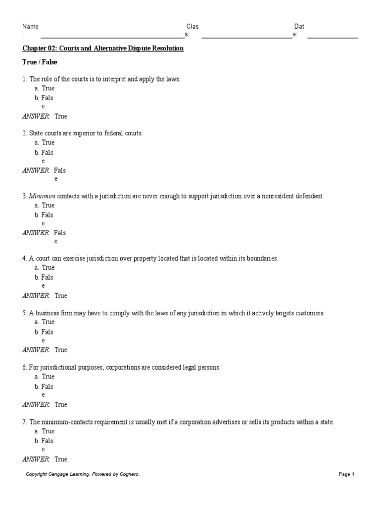 Chapter 02 Courts and Alternative Dispute Resolution | PDF | Lawsuit ...