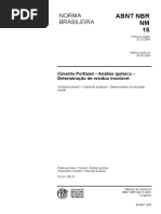 NBR NM 00015 - Cimento Portland – Análise química – Determinação de resíduo insolúvel