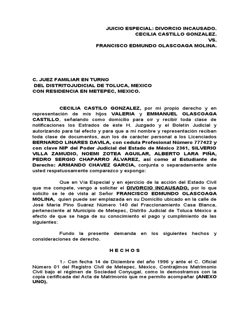 Divorcio Incausado | PDF | Divorcio | México