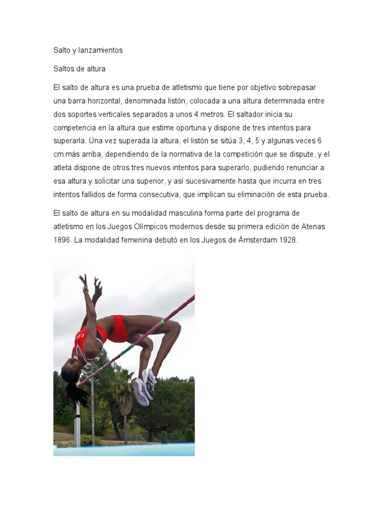 Salto y Lanzamientos | PDF | Deporte del atletismo | Deportes individuales
