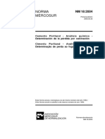 NBR NM 00018 - Cimento Portland - Análise Química - Determinação de Perda Ao Fogo