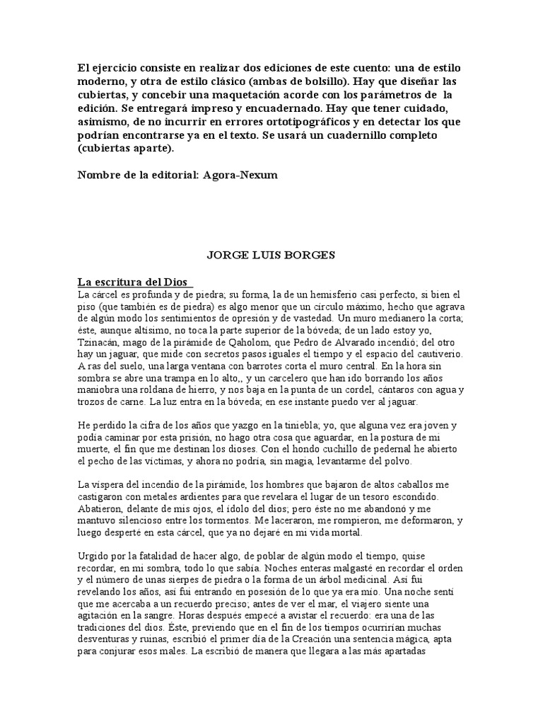 Dios Operaba A Borges Pdf : La Escritura Del Dios Por Jorge Luis Borges ...