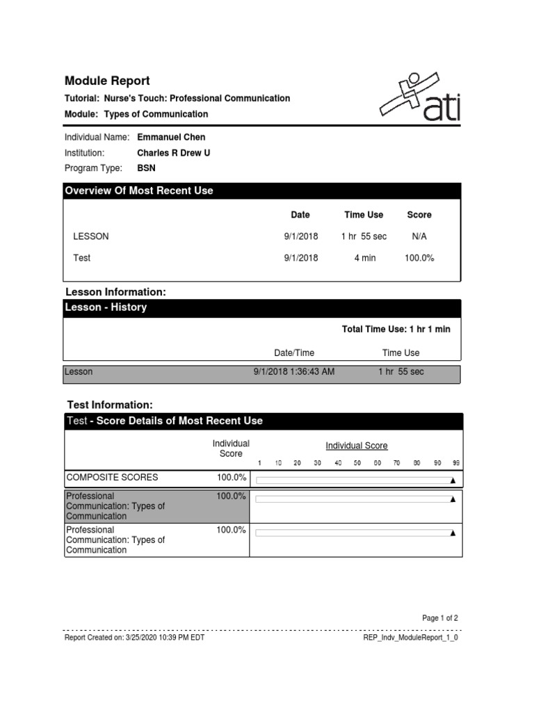 ATI Nurse's Touch Professional Communication TYPES OF COMMUNICATION 5 PDF