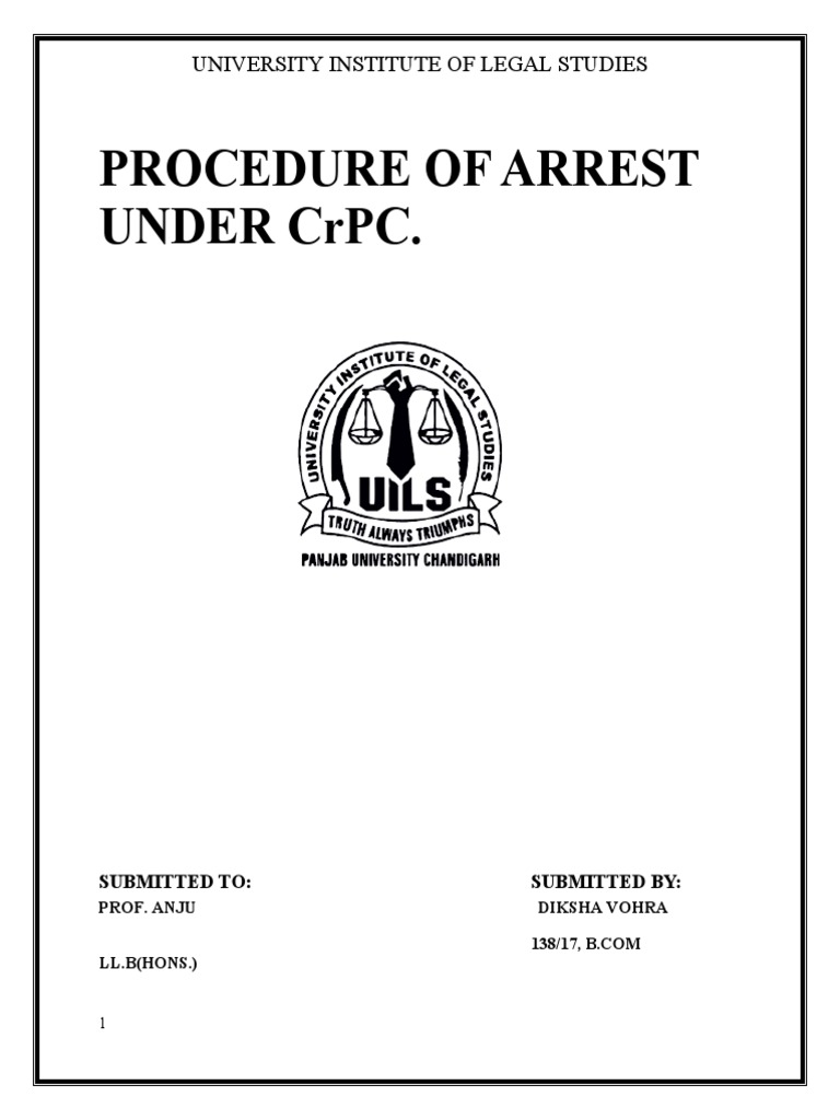Arrest Procedure Under CrPC | PDF | Arrest | Bail