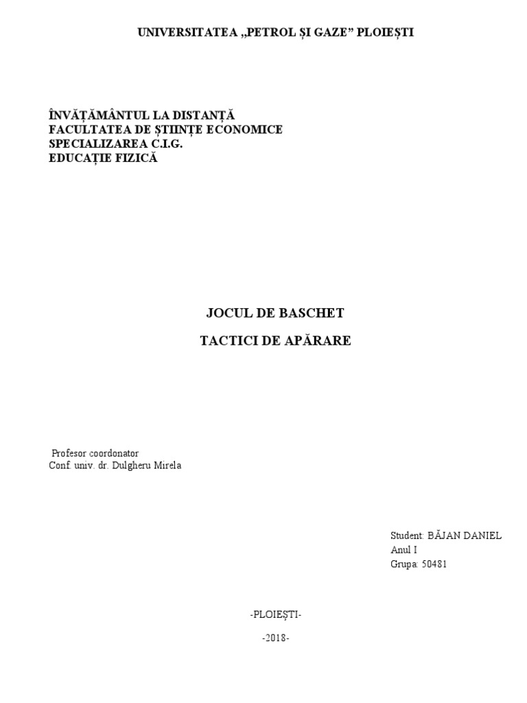 Jocul de Baschet Tactici de Apărare | PDF