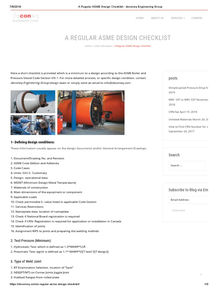 A Regular ASME Design Checklist - Deconeq Engineering Group | PDF ...