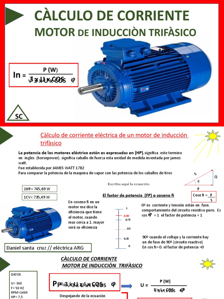Calculo de Motor Trifasico | PDF | Energia electrica | Cantidades fisicas