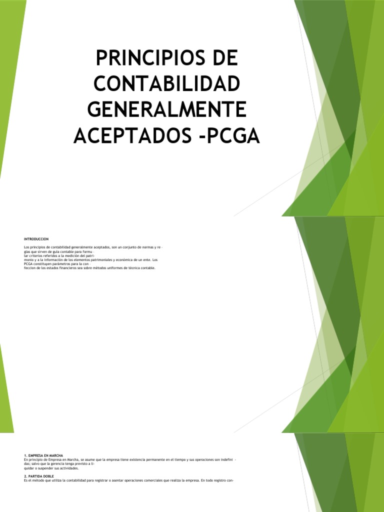 Principios de Contabilidad PCGA Explicados | PDF | Contabilidad | Economias