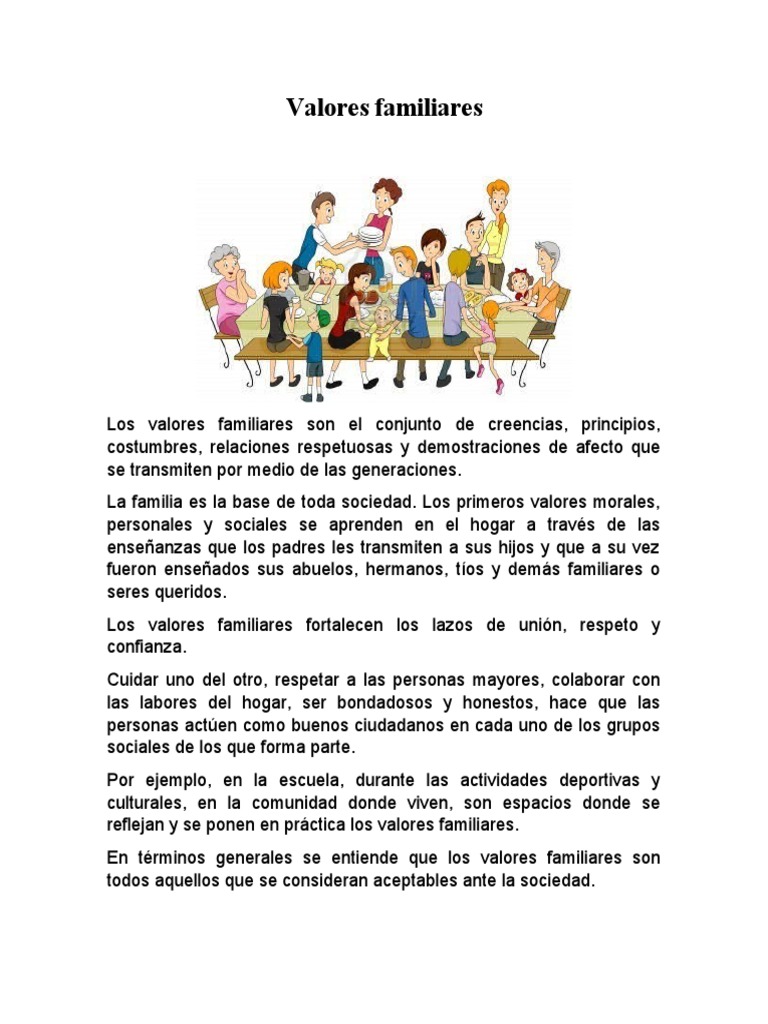Valores Familiares | PDF | Familia | Felicidad