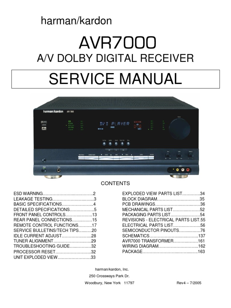 HARMAN KARDON AVR7000 | Electrostatics | Electricity