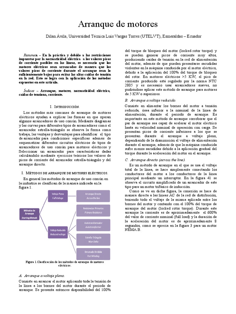 Métodos de Arranque de Motores Eléctricos | PDF | Motor eléctrico ...