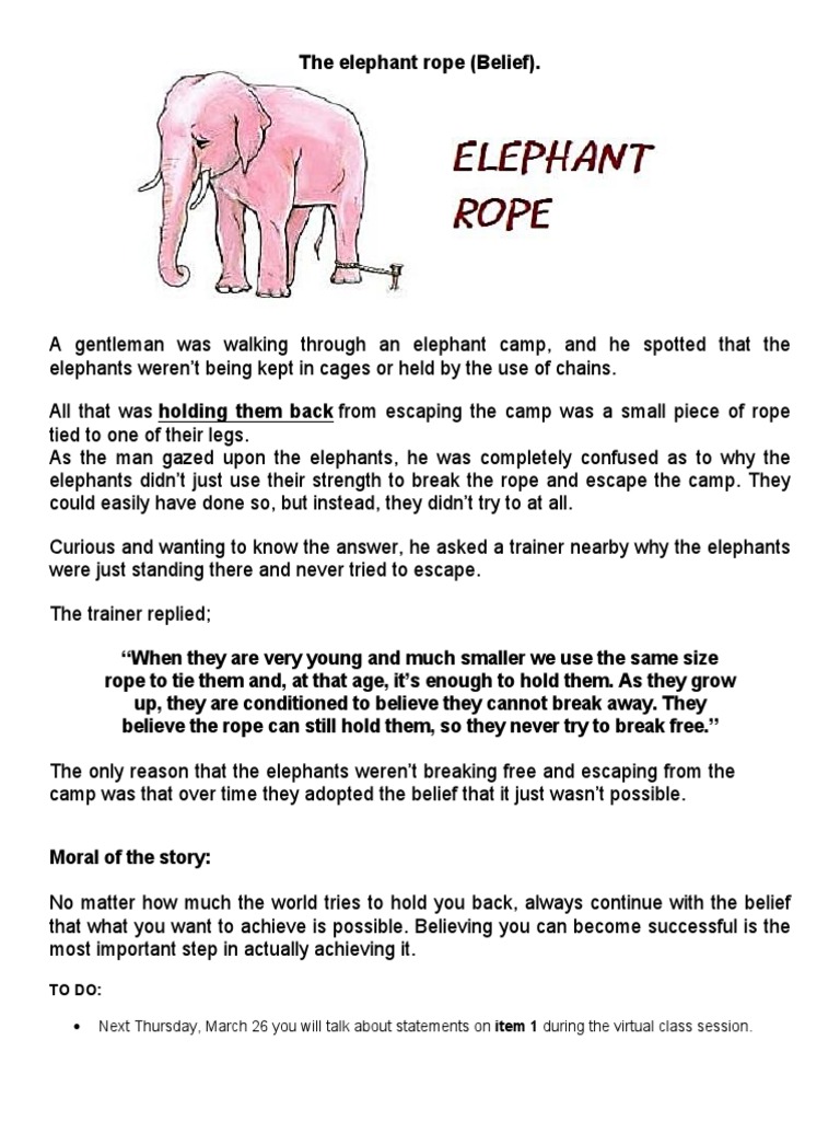 The Elephant Rope: A Story of Belief | PDF