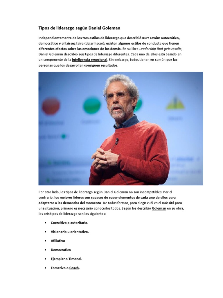 Tipos de liderazgo según Goleman | PDF | Liderazgo | Democracia