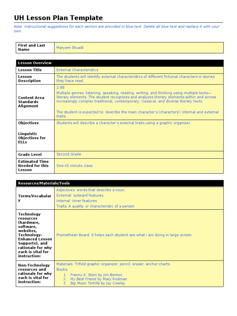 2nd Grade Character Traits Lesson | PDF | Classroom | Lesson Plan