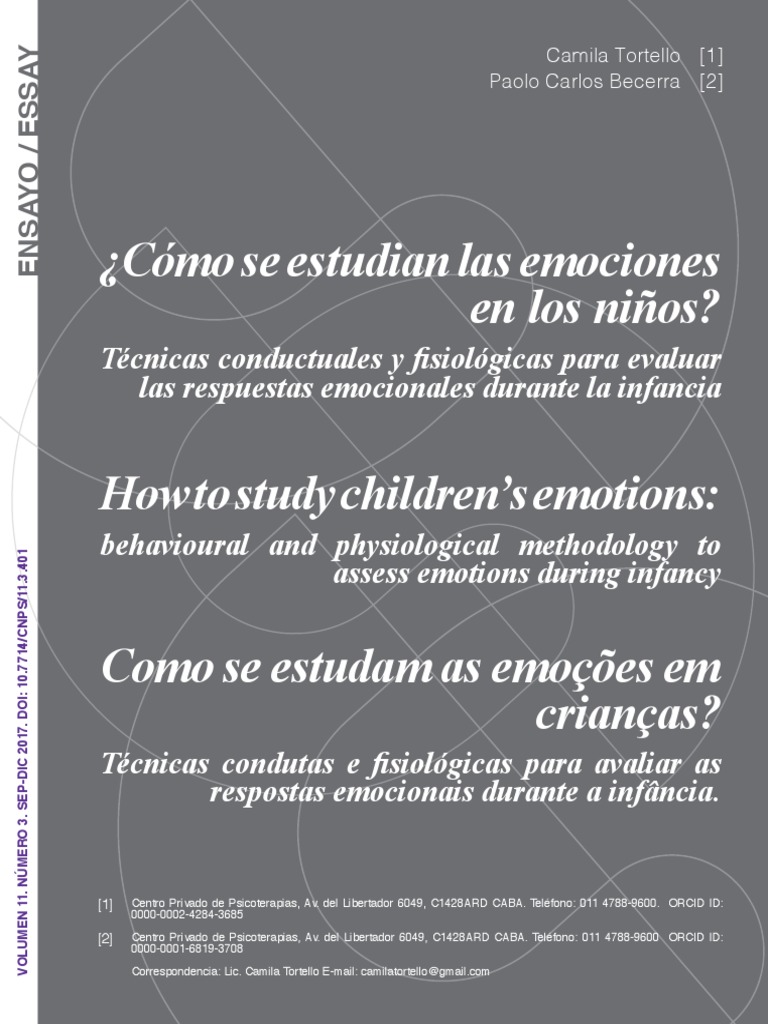 Estudio de emociones en niños | PDF | Las emociones | Conceptos ...