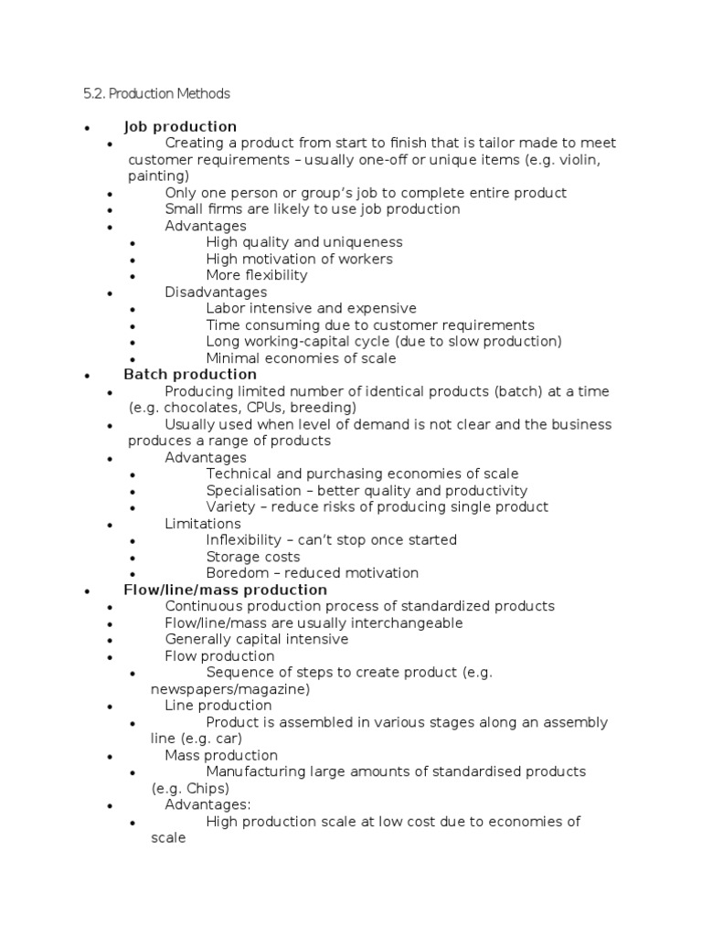 5.2 Production Methods | PDF | Mass Production | Labour Economics