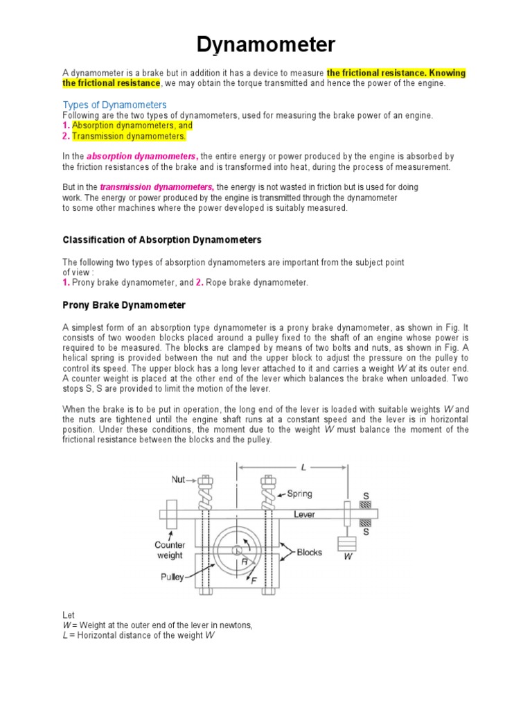 Dynamometer 1 Pdf Torque Applied And Interdisciplinary Physics