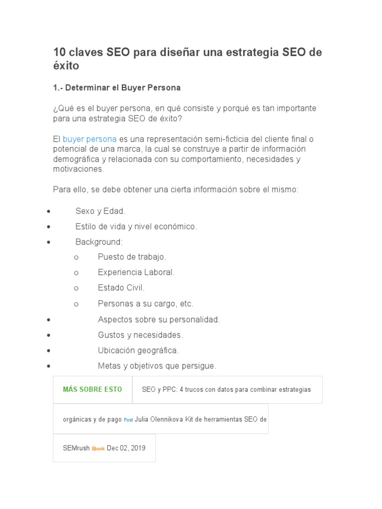 Claves para una Estrategia SEO Exitosa | PDF | Posicionamiento en ...