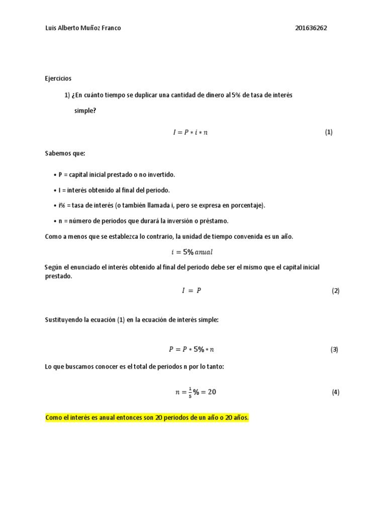 Ejercicios Resueltos de Interés Simple | PDF | Interés | Tasas de interés