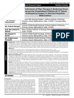 Effectiveness of Play Therapy in Reducing Stress Among The Hospitalized Children (6-12 Years) Undergoing Surgery in Selected Hospitals Maharashtra