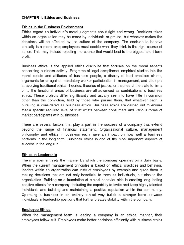 1.ethics &amp; Business | PDF | Business Ethics | Integrity