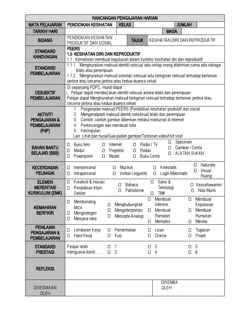 Contoh RPH Terbaru | PDF