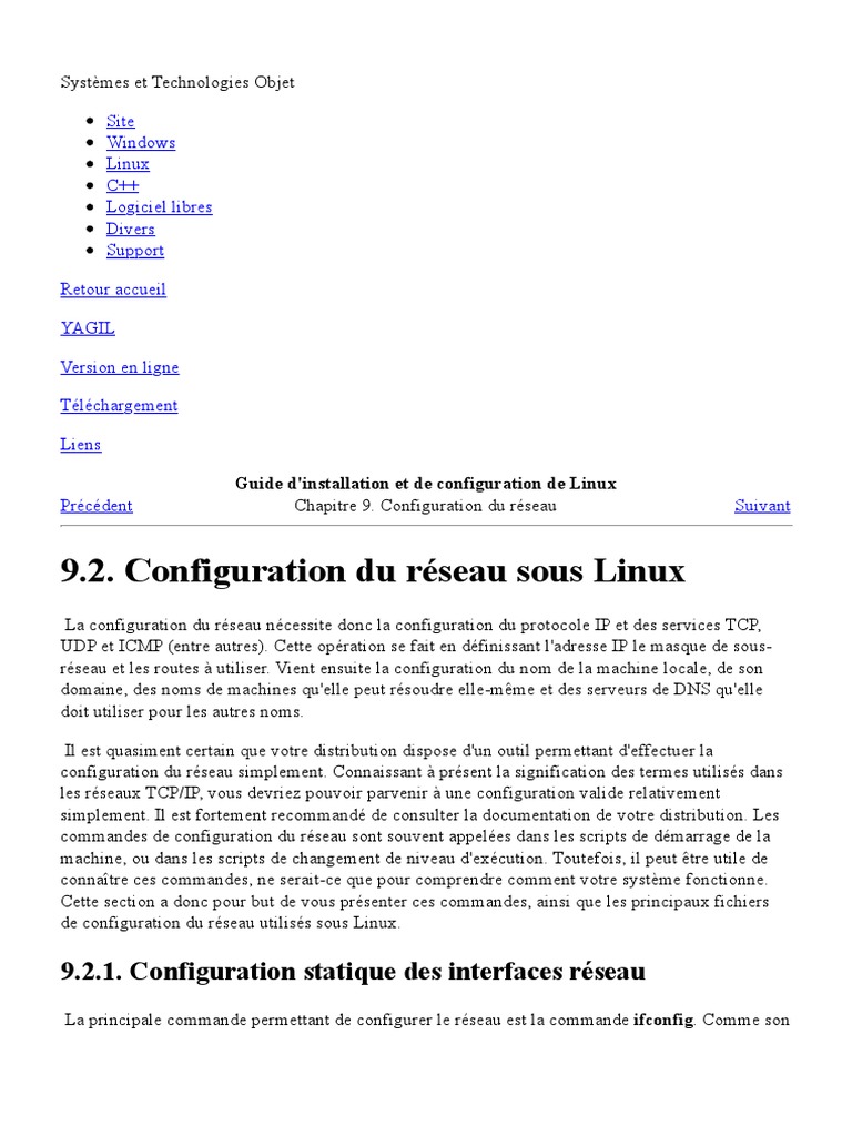 Configuration réseau sous Linux | PDF | Protocoles Internet | Suite des ...
