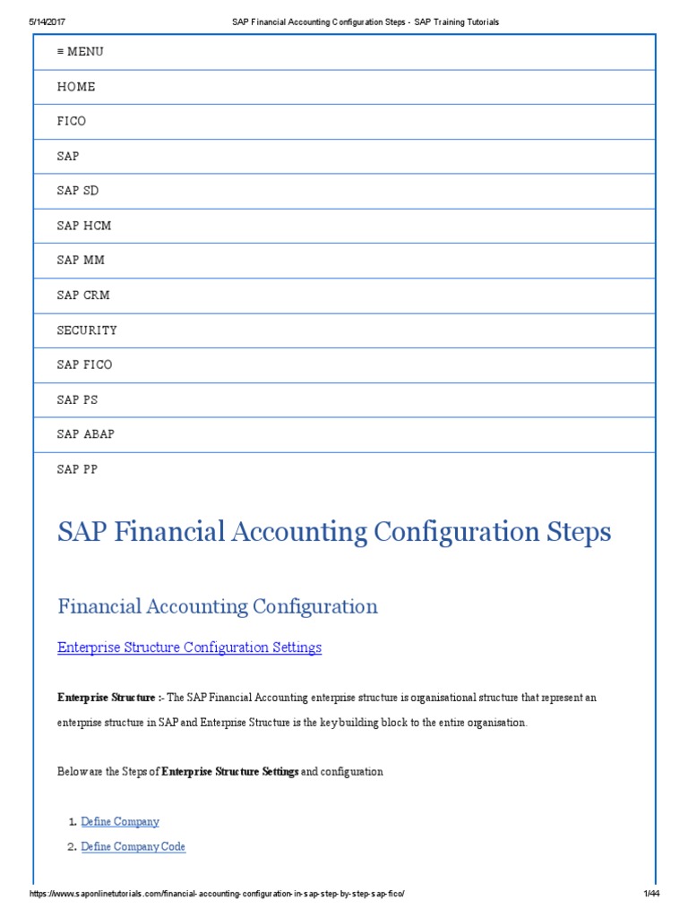 SAP Financial Accounting Configuration S (1) Accounts Payable