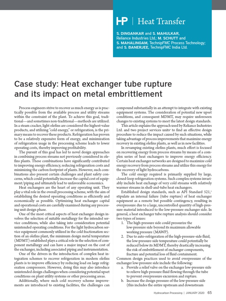 Heat Exchanger Tube Rupture Analysis | PDF | Ductility | Heat Exchanger