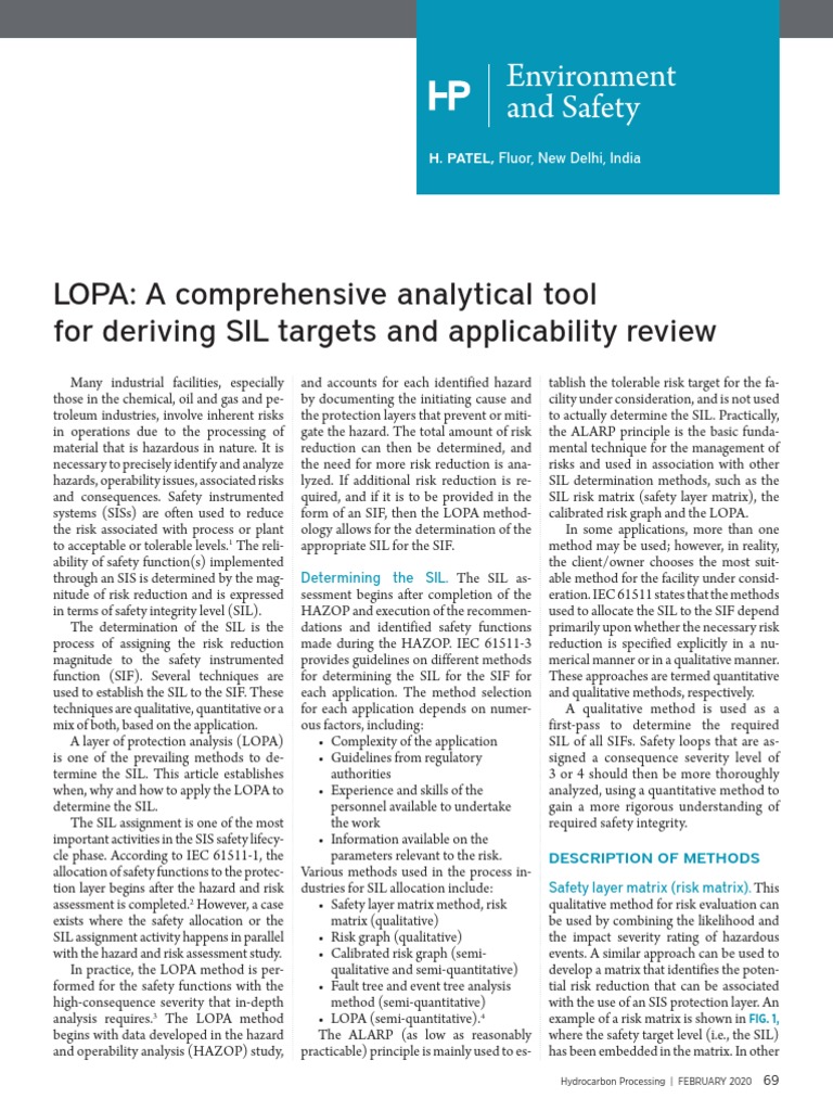 HP LOPA A Comprehensive Analytical Tool PDF Prevention Safety