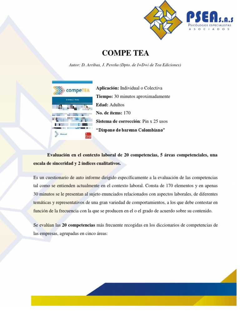 Evaluación de Competencias Laborales: Análisis del Cuestionario COMPE ...