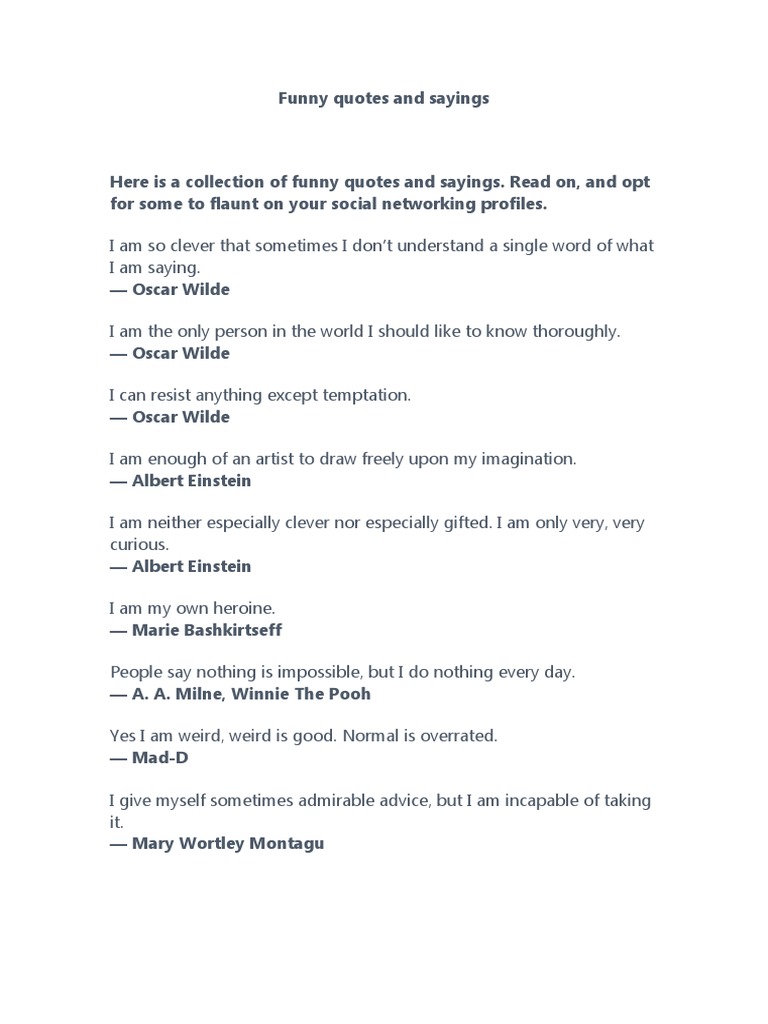 Funny Quotes by Famous Authors | PDF | General Fiction, image size:768x1024