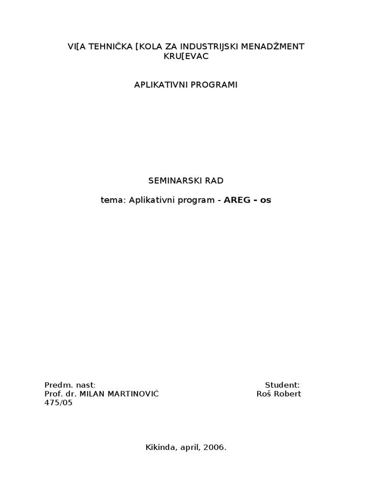 Seminarski - Aplikativni Programi | PDF