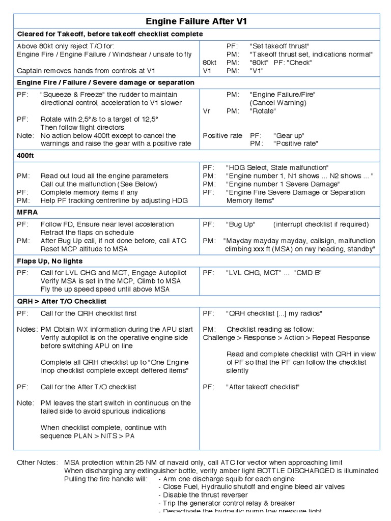 Engine Failure Procedures After V1 | PDF | Turbine Engine Failure | Takeoff
