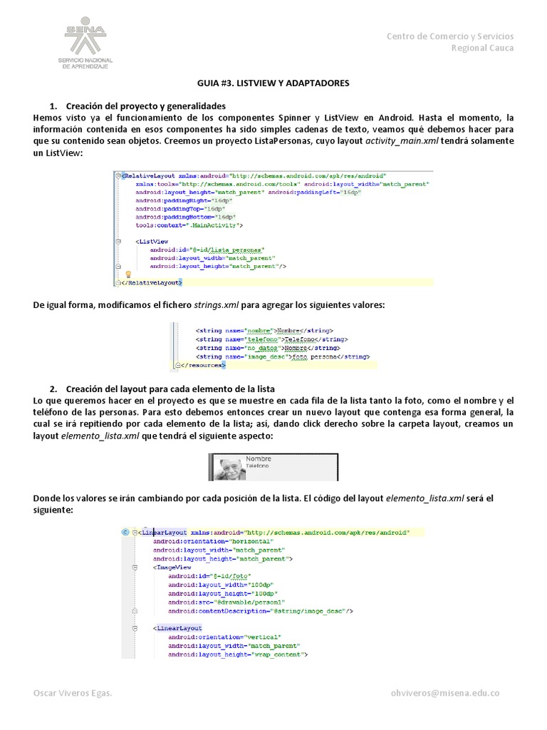 ListView y Adaptadores en Android | PDF | Java (lenguaje de ...